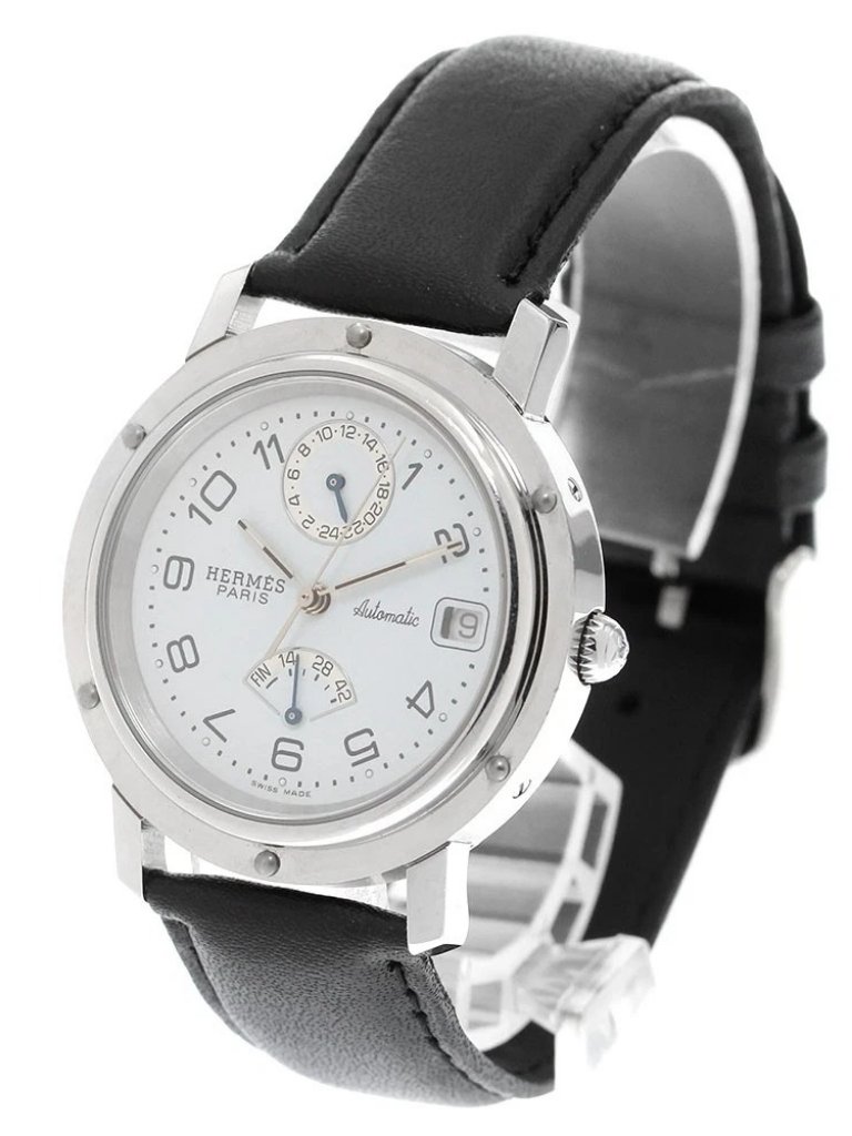 Hermes Clipper Cl5710 Date Gmt White Dial Automatic Mens Watch906240